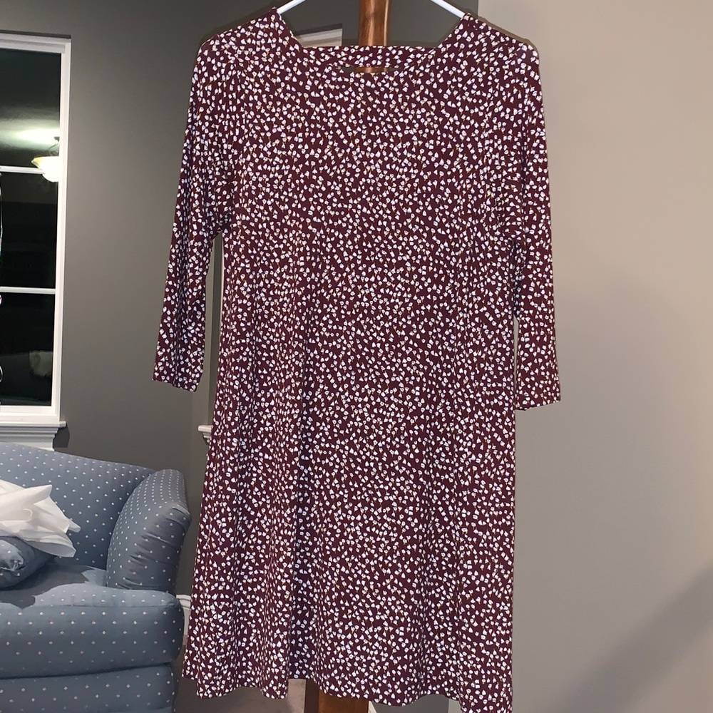 Loft Outlet Petite Maroon Swing Dress 3/4 sleeves size small - Picture 15 of 15